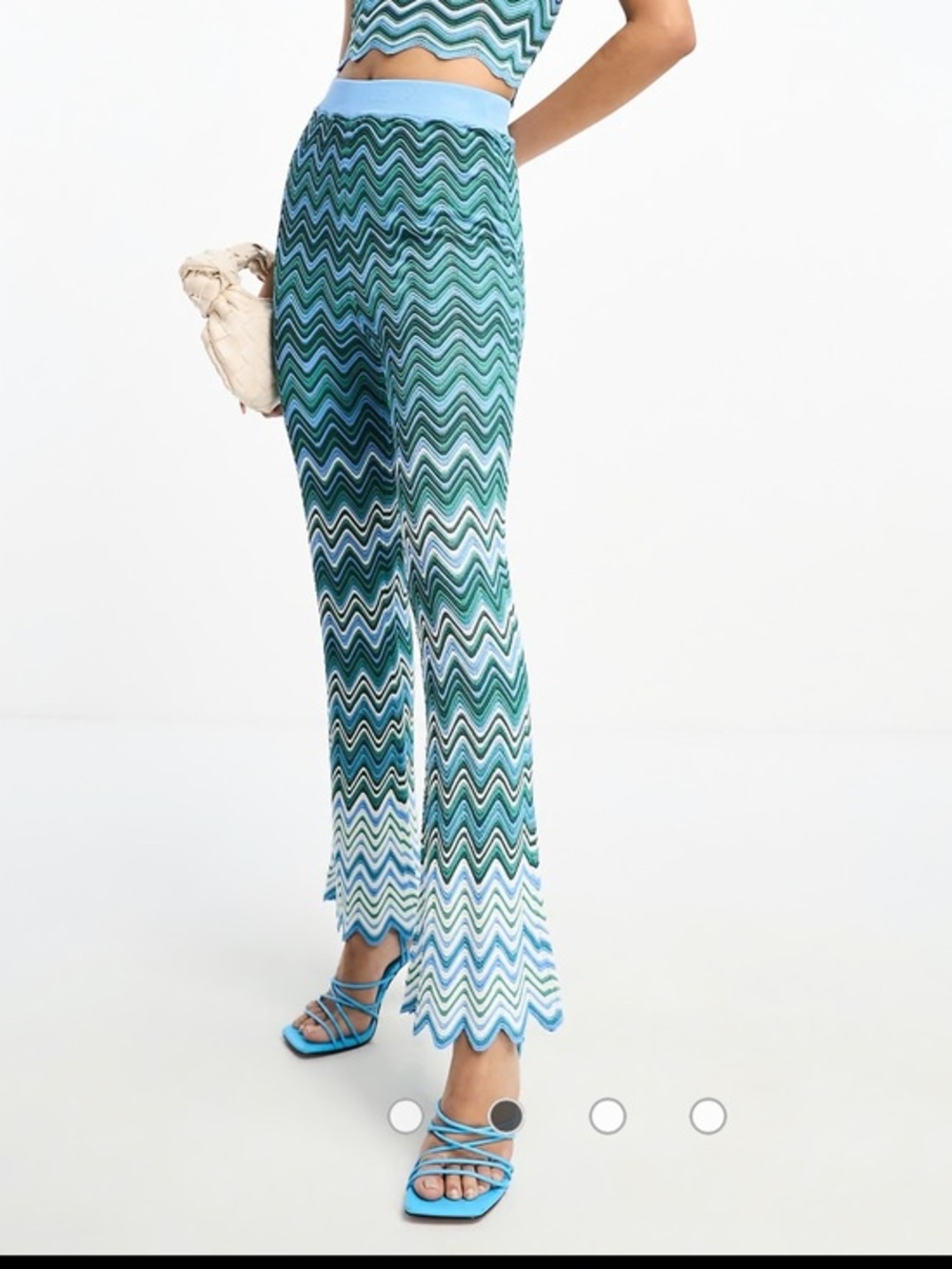 Never Fully Dressed zigzag flared knit pants in teal ombre - Size Medium